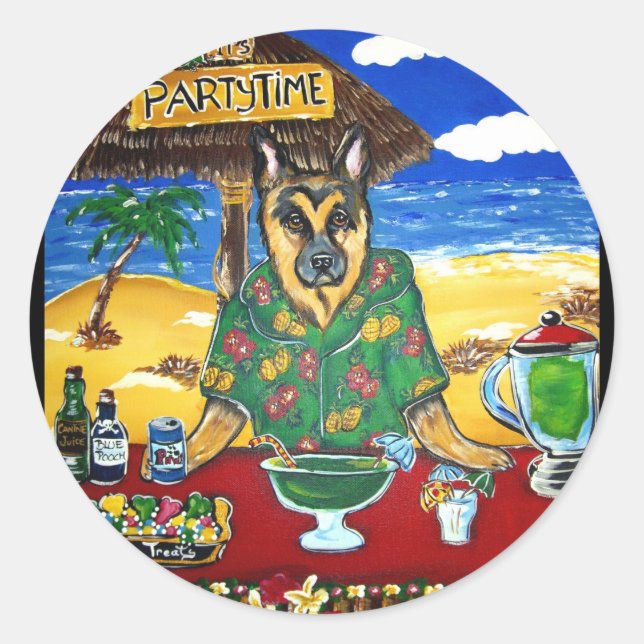 German Shepherd Bartender Classic Round Sticker (Front)