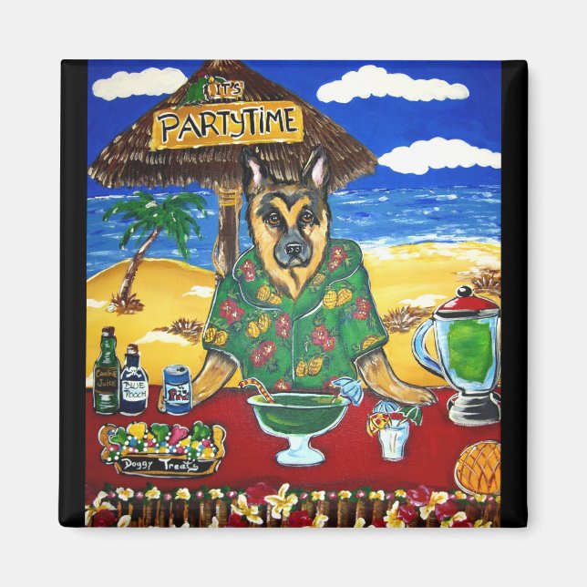 German Shepherd Bartender Magnet (Front)
