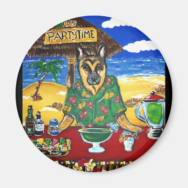 German Shepherd Bartender Magnet (Front)