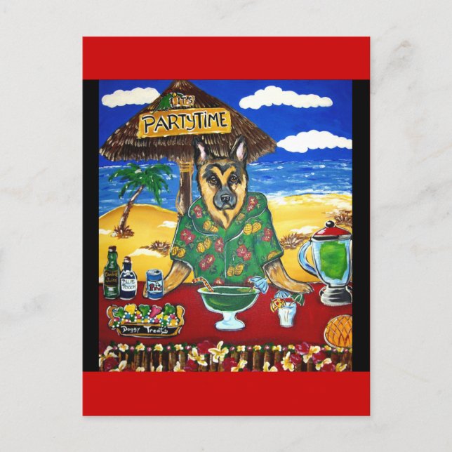 German Shepherd Bartender Postcard (Front)
