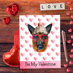 German Shepherd Be My Valentine Dog Valentine's Holiday Postcard