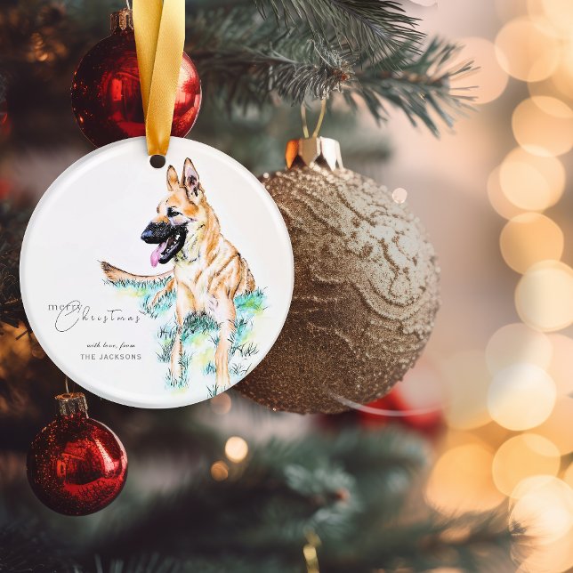 German Shepherd Belgian Malinois Dog Ceramic Ornament (Creator Uploaded)