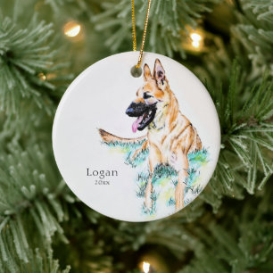 German Shepherd Belgian Malinois Dog Pet Photo Ceramic Ornament