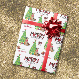 German Shepherd, Bird, and Christmas Tree Wrapping Paper