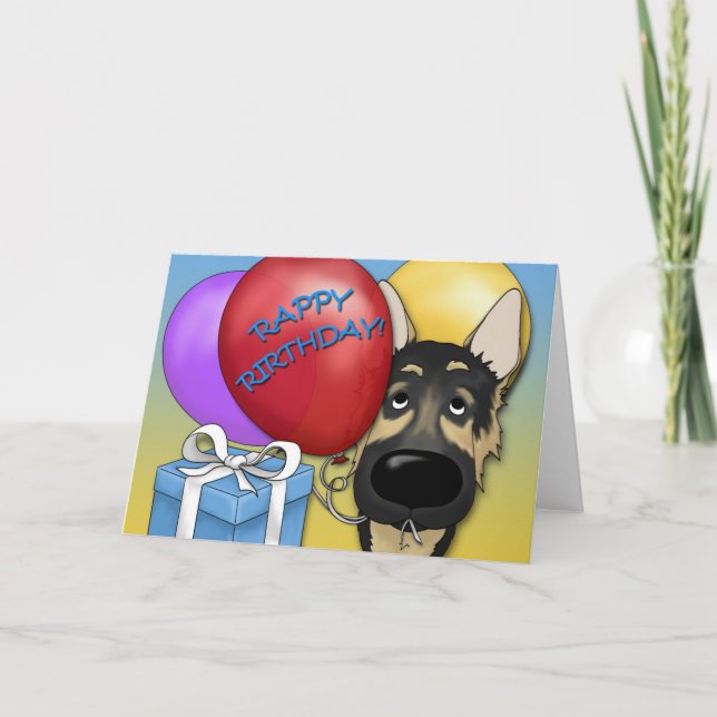 German Shepherd Birthday Card (Front)