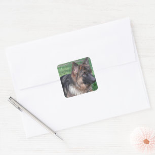 German Shepherd Black and Tan Square Sticker