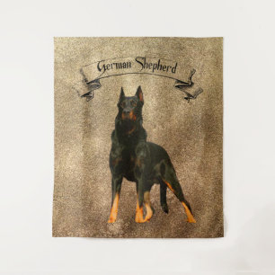 German Shepherd, black  Bandana Luggage Handle Wra Tapestry