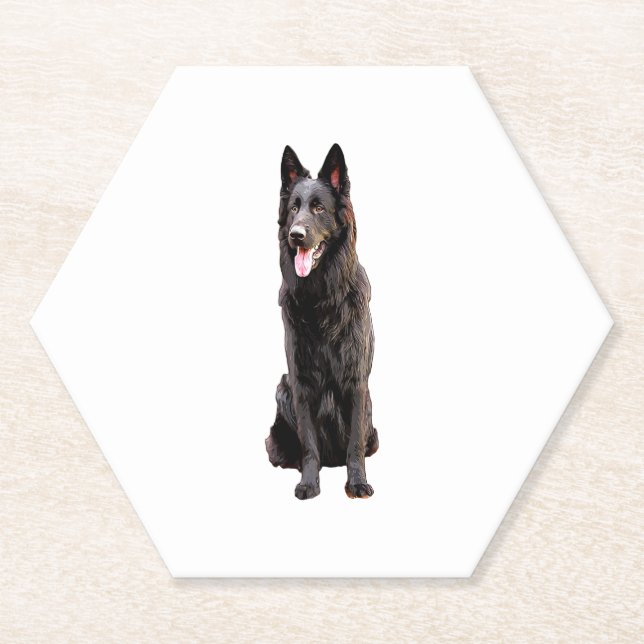 German Shepherd Black Dog  Paper Coaster (Front)