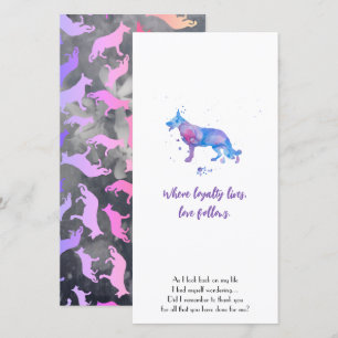 German Shepherd Black Silhouette Thank You Card
