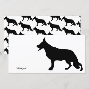 German Shepherd Black Silhouette Thank You Card