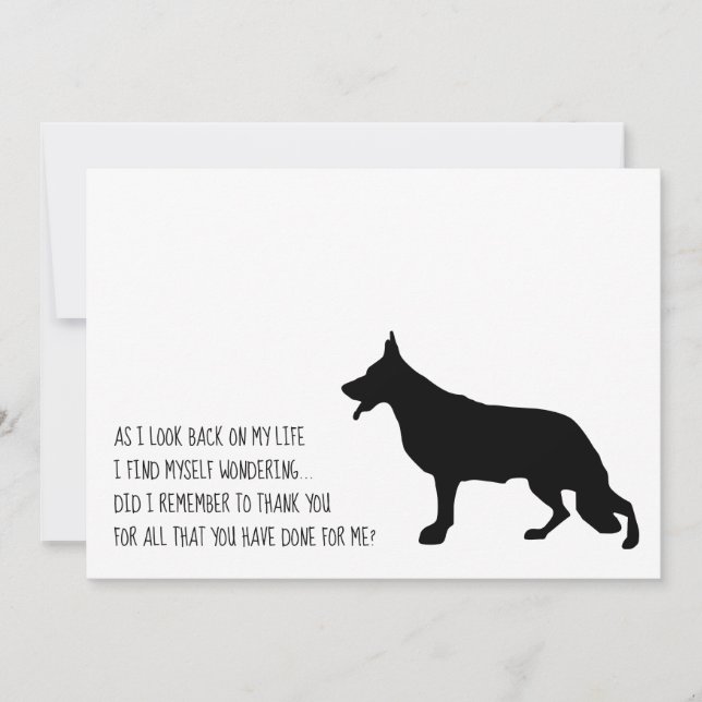 German Shepherd Black Silhouette Thank You Card (Front)