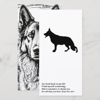 German Shepherd Black Silhouette Thank You Card