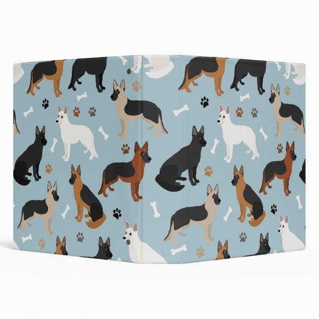 German Shepherd Bones and Paws 3 Ring Binder (Background)