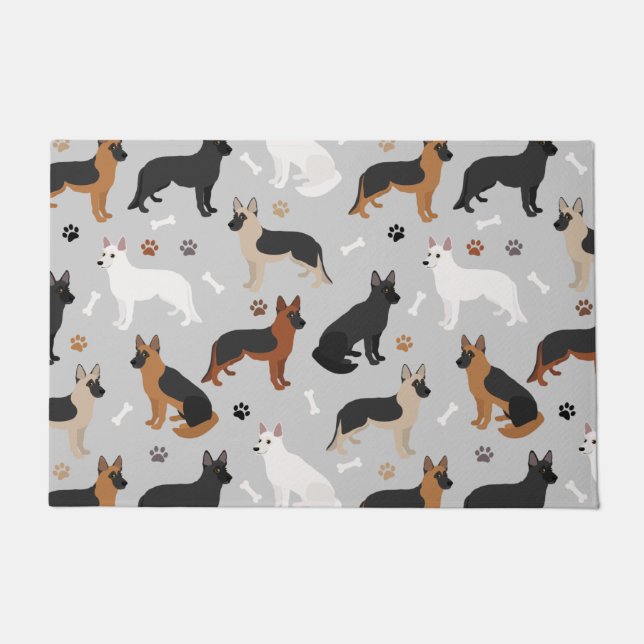 German Shepherd Bones and Paws Doormat (Front)