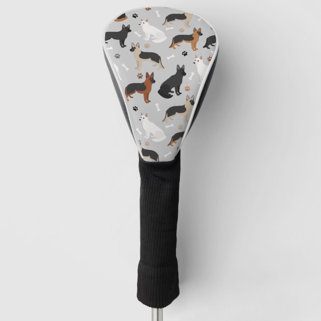 German Shepherd Bones and Paws Golf Head Cover (Front)