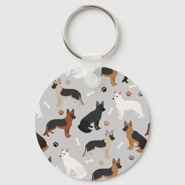 German Shepherd Bones and Paws Keychain (Front)