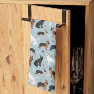 German Shepherd Bones and Paws Kitchen Towel