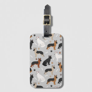 German Shepherd Bones and Paws Luggage Tag