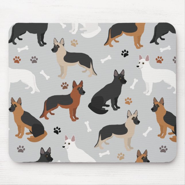 German Shepherd Bones and Paws Mouse Pad (Front)