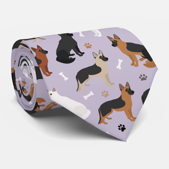 German Shepherd Bones and Paws Neck Tie (Rolled)