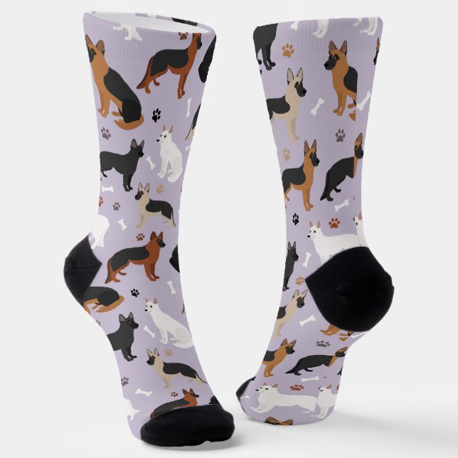 German Shepherd Bones and Paws Socks (Angled)