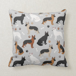 German Shepherd Bones and Paws Throw Pillow
