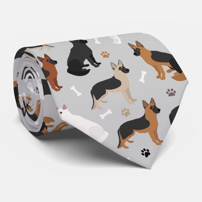 German Shepherd Bones and Paws Tie (Rolled)