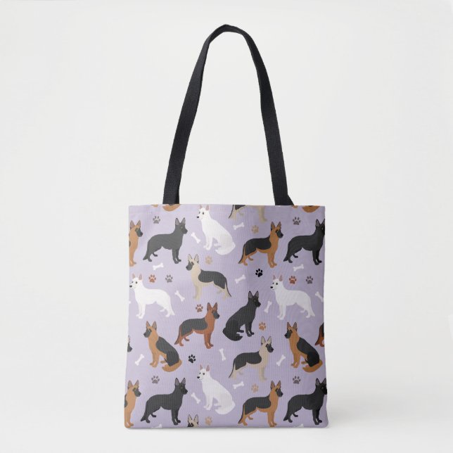 German Shepherd Bones and Paws Tote Bag (Front)