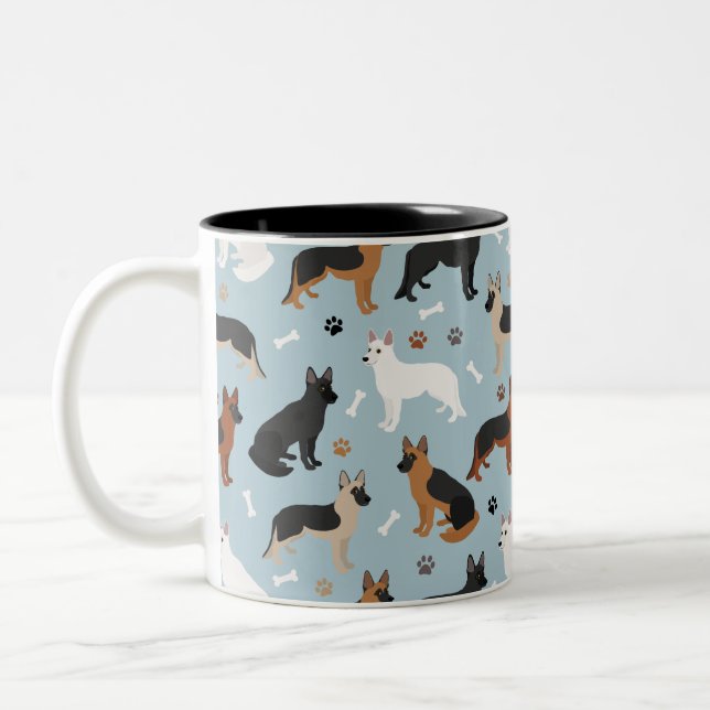 German Shepherd Bones and Paws Two-Tone Coffee Mug (Left)