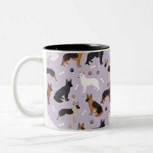 German Shepherd Bones and Paws Two-Tone Coffee Mug