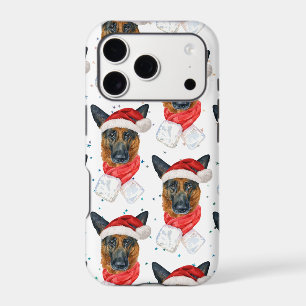 German Shepherd Breed Dog Pattern Stars Christmas