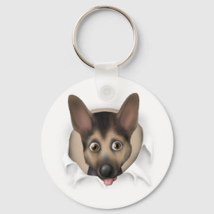 German Shepherd Busting Out Keychain