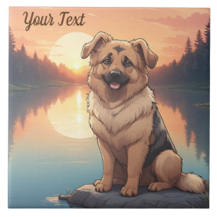 German Shepherd by Lake Tile