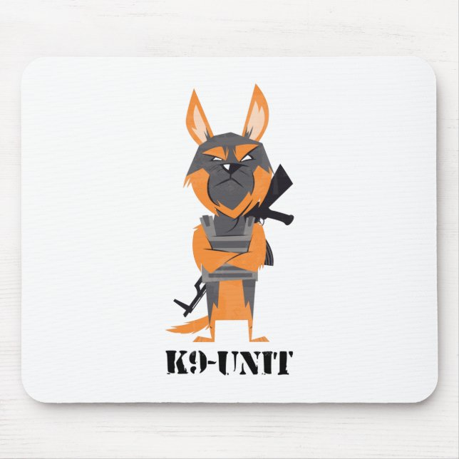 German Shepherd Cartoon K9 Unit Dog Design Mouse Pad (Front)