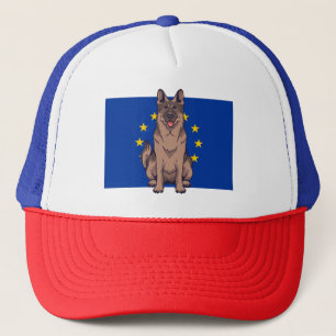 German Shepherd Cartoon Portrait Design Trucker Hat