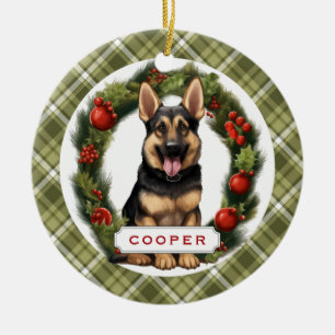 German Shepherd Ceramic Circle Ornament