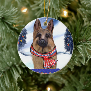 GERMAN SHEPHERD CERAMIC ORNAMENT