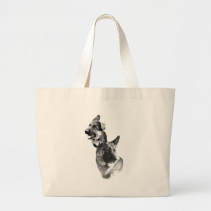 German Shepherd Charcoal 2 Large Tote Bag