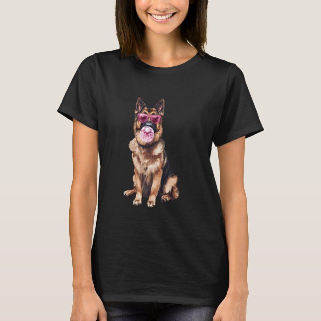 German Shepherd Chewing Gum T-Shirt (Front)