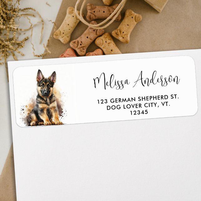 German Shepherd Chien Cute Puppy Adresse de retour (Créateur téléchargé)