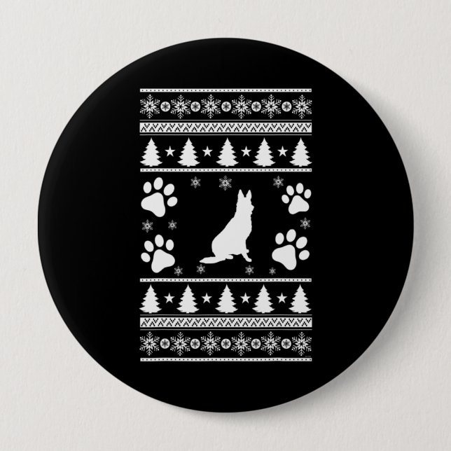 German Shepherd Christmas 4 Inch Round Button (Front)