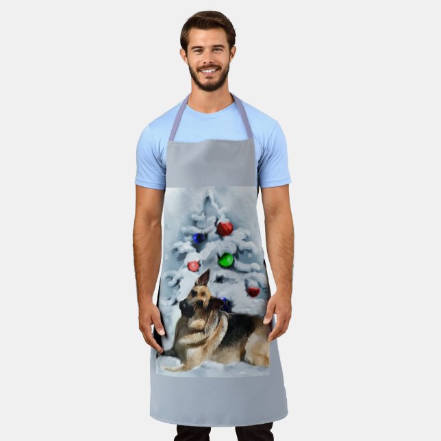 German Shepherd Christmas Apron (Worn)