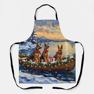 German Shepherd Christmas Boat Holiday Apron