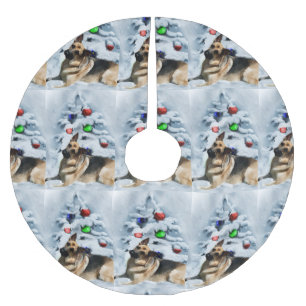 German Shepherd Christmas Brushed Polyester Tree Skirt