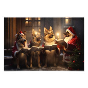 German Shepherd Christmas Carol Festive Holiday Photo Print
