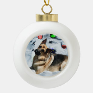 German Shepherd Christmas Ceramic Ball Christmas Ornament