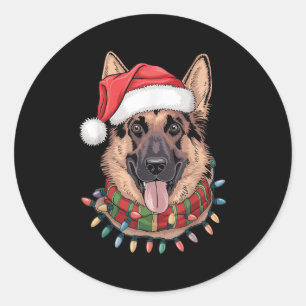 German Shepherd Christmas  Classic Round Sticker