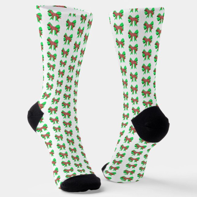 German Shepherd Christmas Dog Bow Silhouette White Socks (Angled)
