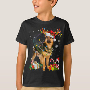 German Shepherd Christmas Dog Reindeer Funny Xmas  T-Shirt