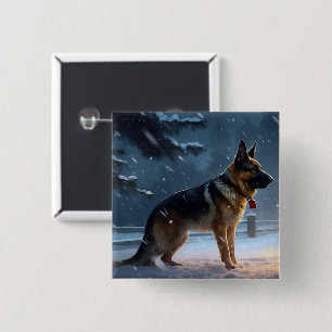 German Shepherd Christmas Festive Season  2 Inch Square Button